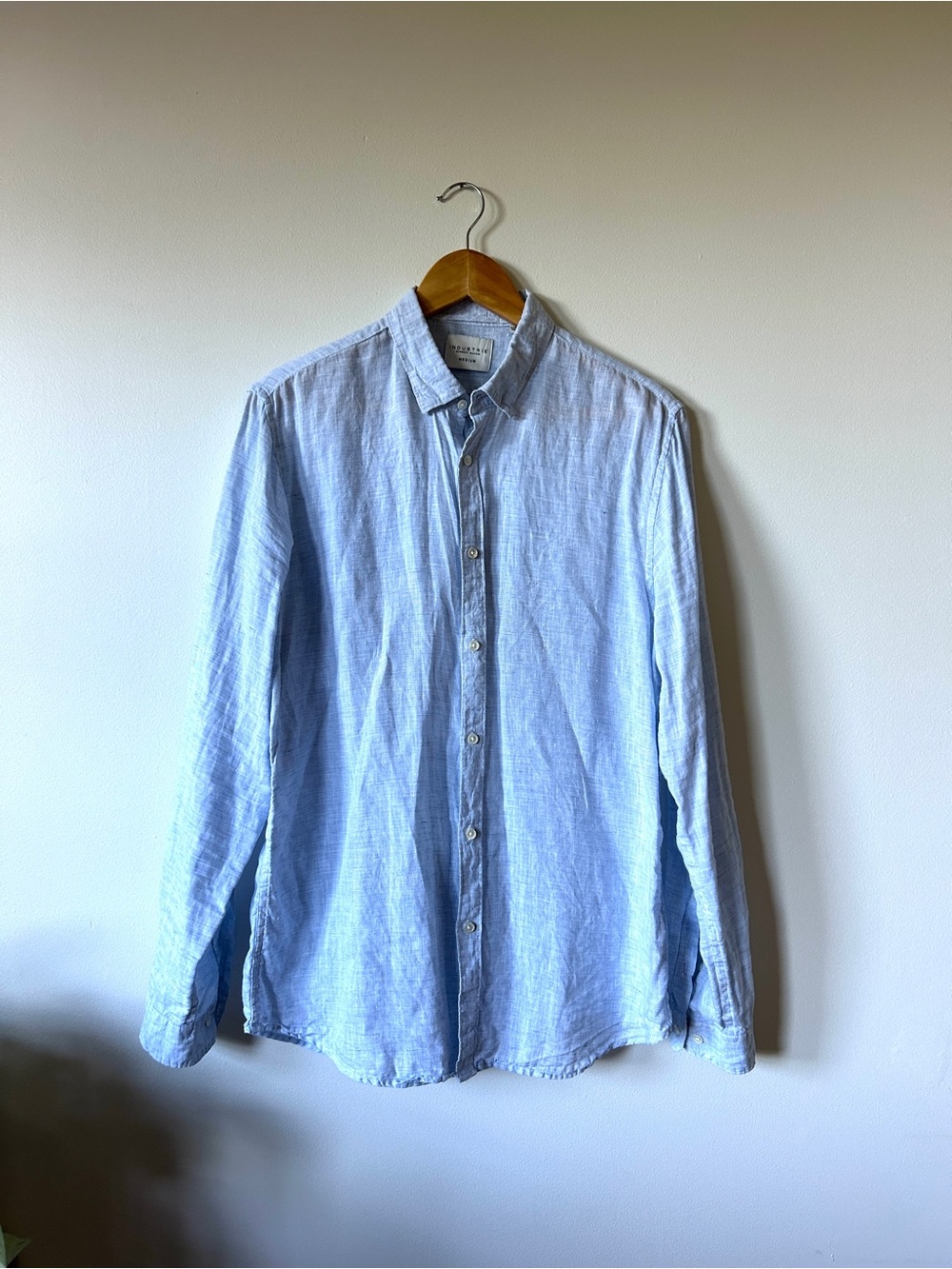 Men’s Industrie Linen Blue Button Down Shirt